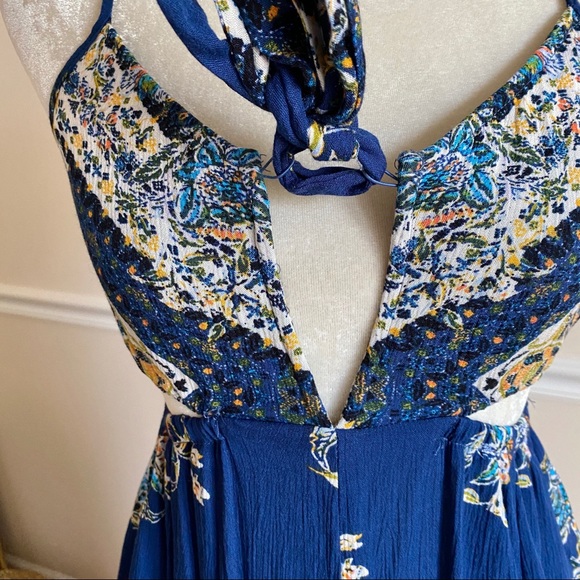 Free People Blue Boho Cut Out Cropped Jumpsuit XS - Picture 6 of 14